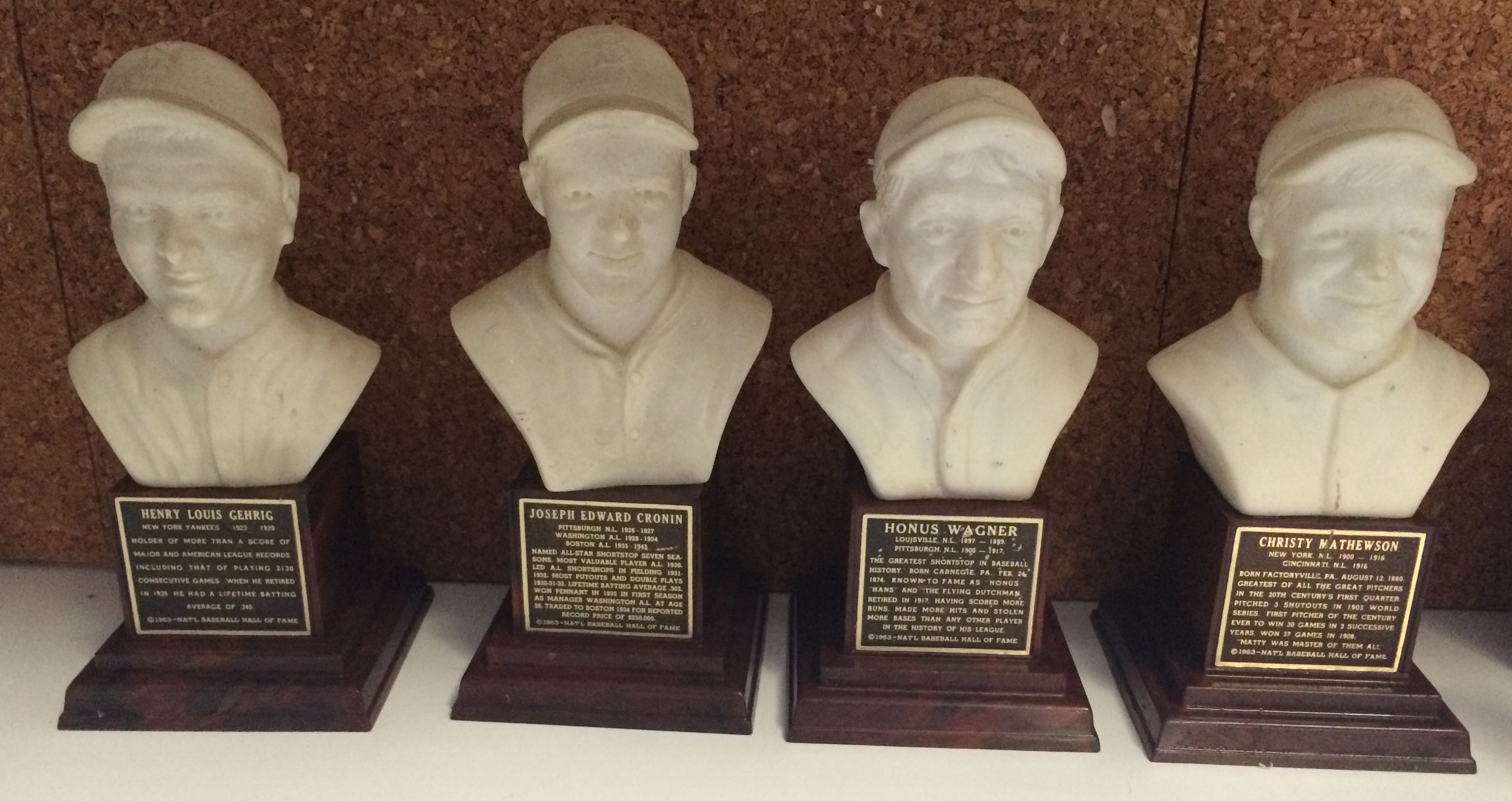 Busts of Lou Gehrig, Joe Cronin, Honus Wagner & Christy Mathewson